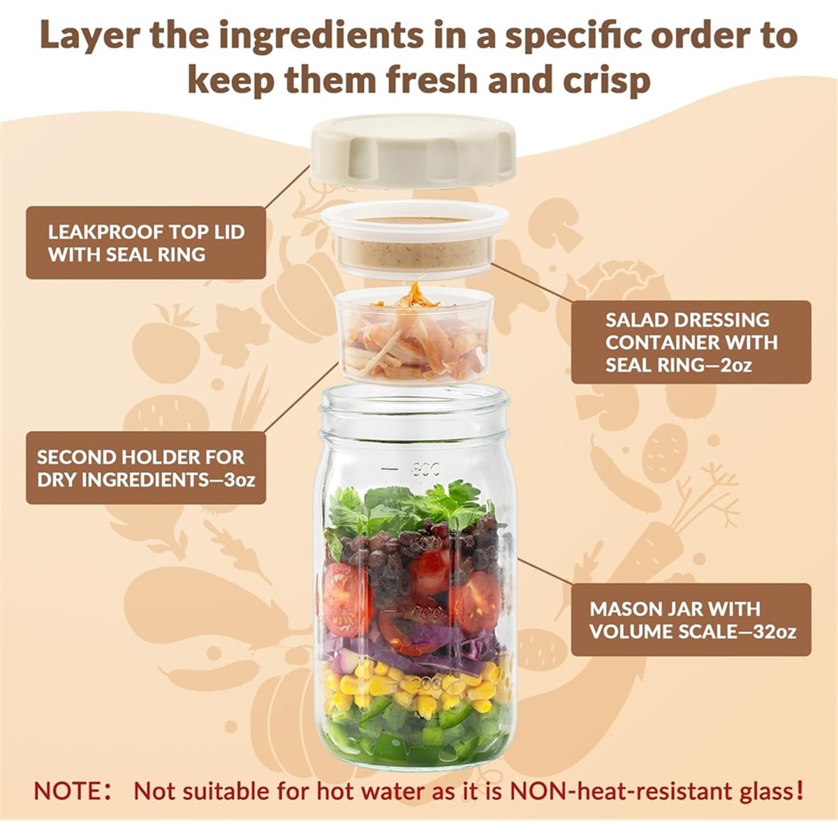 A67T NOUVEAU Lot de 4 bocaux e - Meal Prep Jars With Lids avis et prix