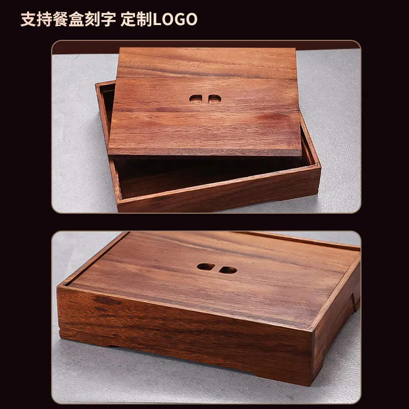 Boîte à bento en noyer noir av - Meal Prep Korean Food avis et prix